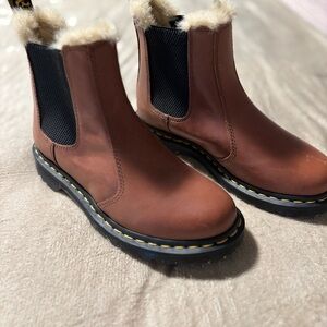 Brown Leather Fur-Lined Boots